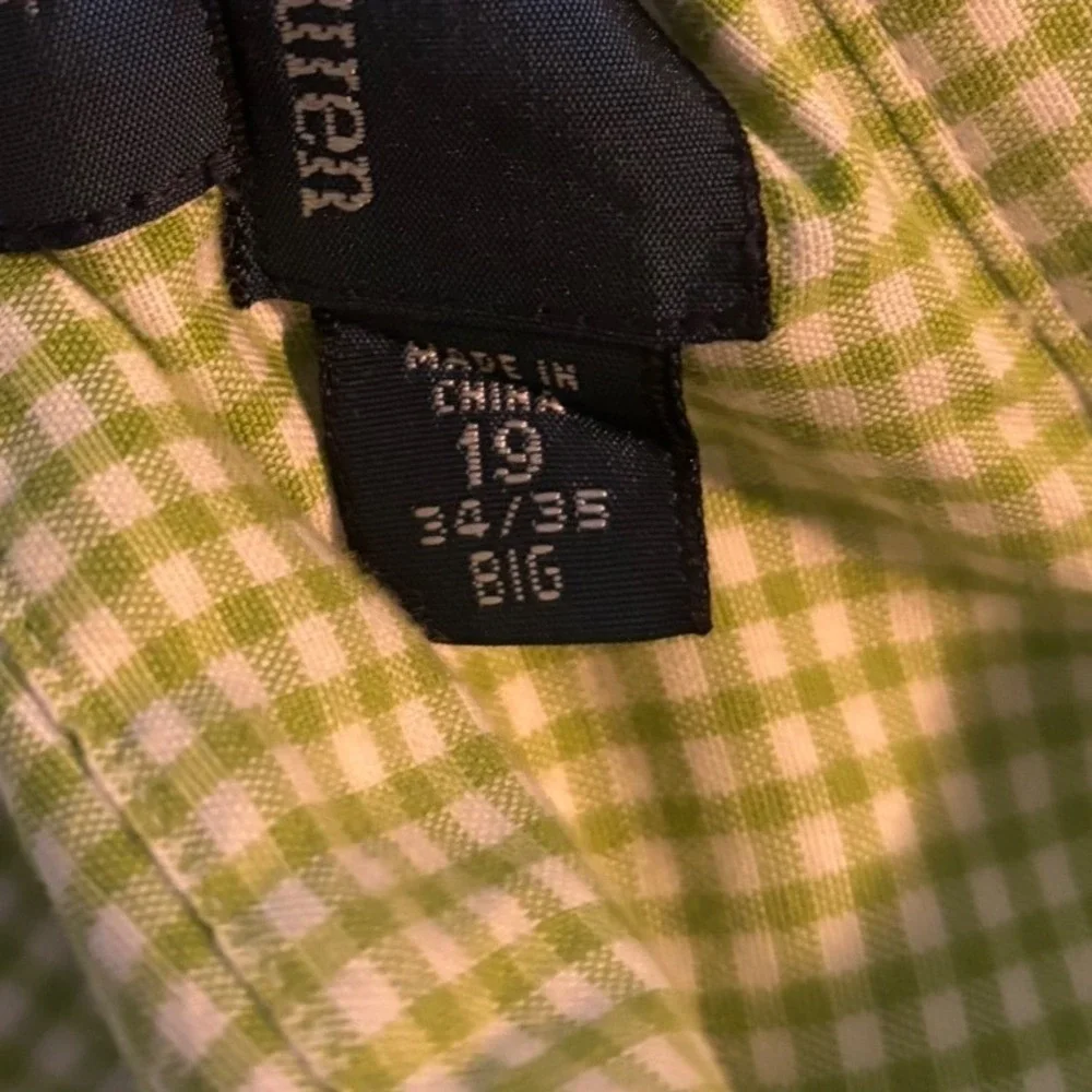 Polo Ralph Lauren Mens 19 34/35 Big‎ Green Gingham Regent Classic Fit Shirt